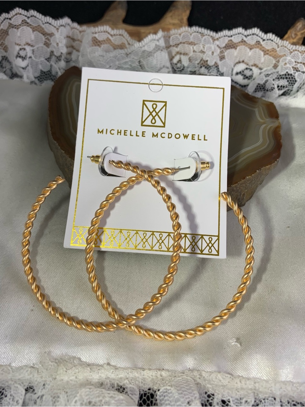 Michelle McDowell Twisted Gold Hoop Earnings 2.25"